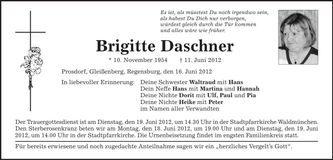 Traueranzeige Brigitte Daschner