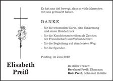 Traueranzeige Elisabeth Preiß