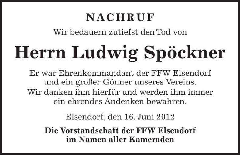 Traueranzeige Ludwig Spöckner