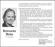 Traueranzeige Kreszenz Bräu