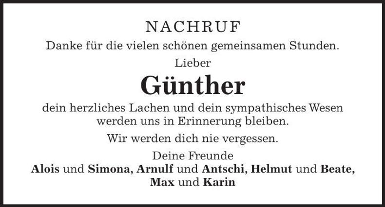 Traueranzeige Günther 