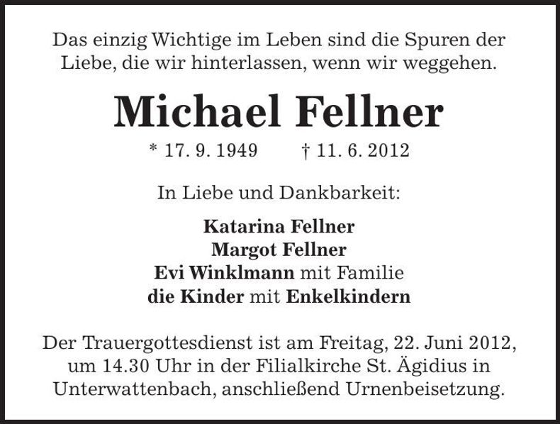 Traueranzeige Michael Fellner