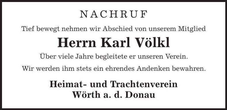 Traueranzeige Karl Völkl