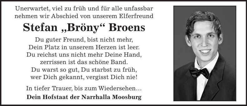 Traueranzeige Stefan Broens