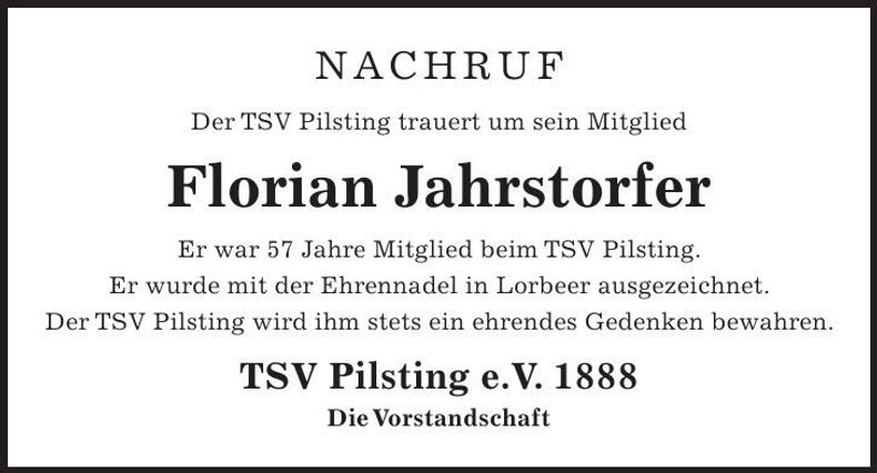 Traueranzeige Florian Jahrstorfer