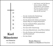 Traueranzeige Karl Münsterer