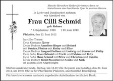 Traueranzeige Cilli Schmid