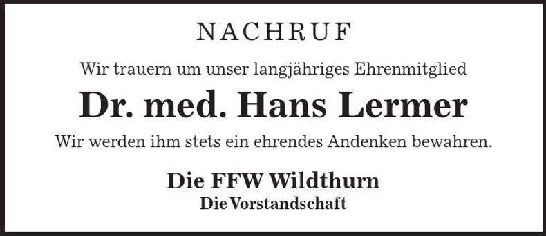 Traueranzeige Hans Dr. Lermer