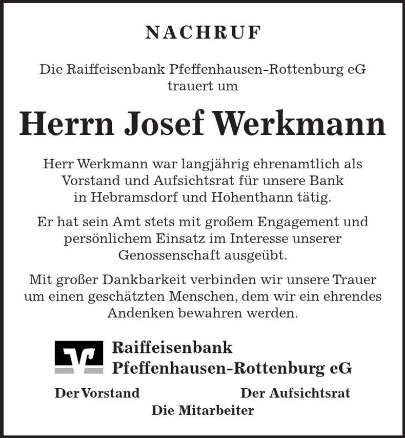 Traueranzeige Josef Werkmann