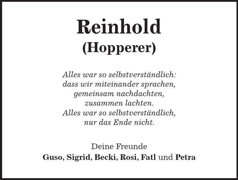 Traueranzeige Reinhold Butz