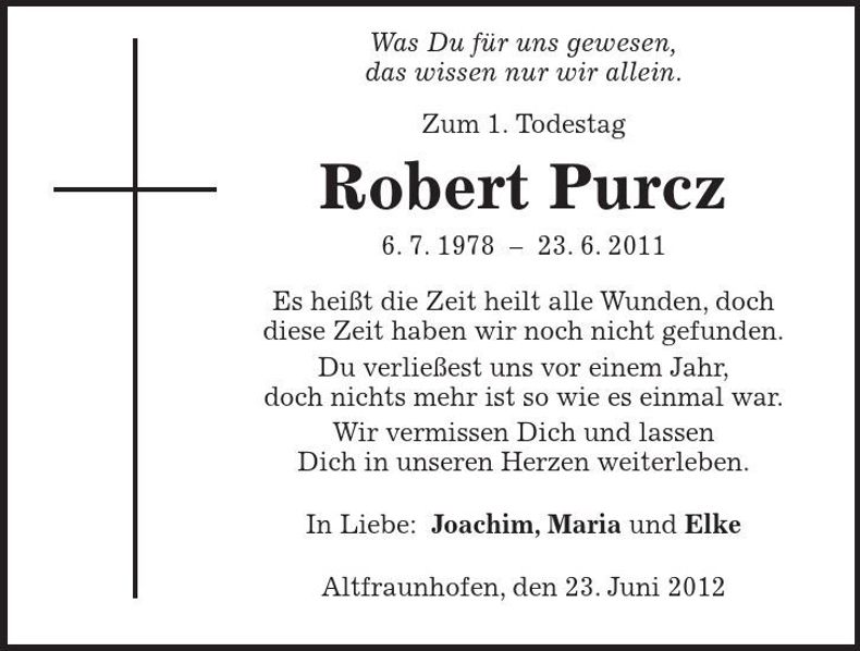 Traueranzeige Robert Purcz