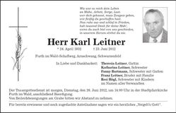 Traueranzeige Karl Leitner
