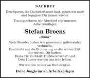 Traueranzeige Stefan Borens