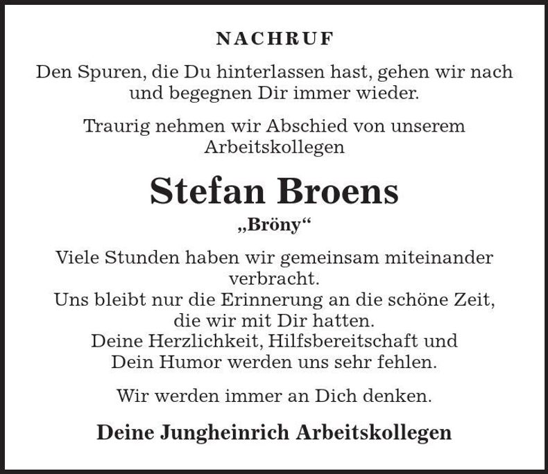 Traueranzeige Stefan Borens