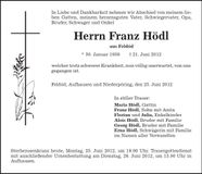 Traueranzeige Franz Hödl
