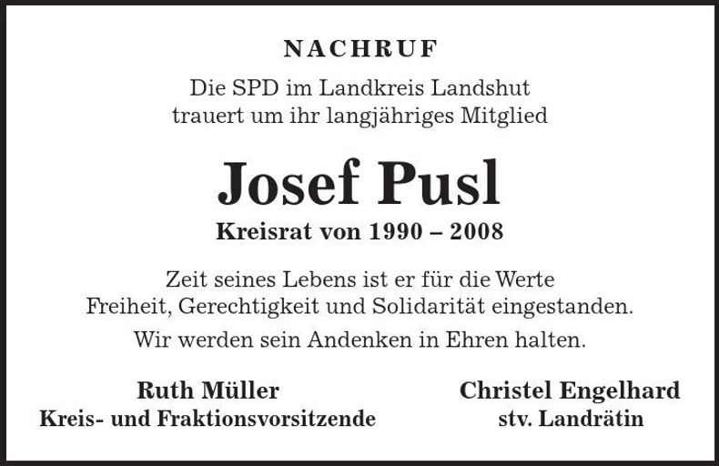 Traueranzeige Josef Pusl