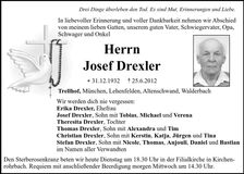 Traueranzeige Josef Drexler