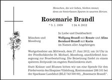 Traueranzeige Rosemarie Brandl