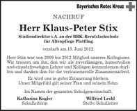 Traueranzeige Klaus-Peter Stix