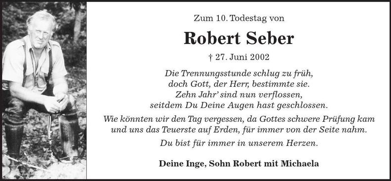 Traueranzeige Robert Seger