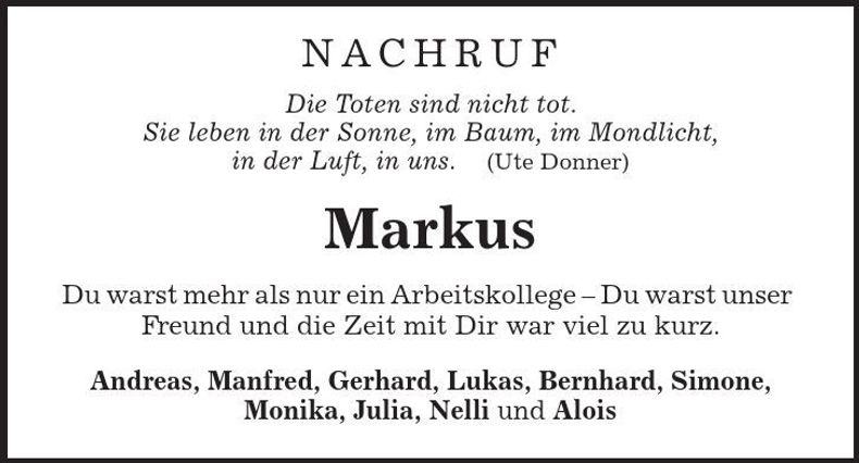 Traueranzeige Markus Herauf