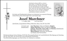 Traueranzeige Josef Marchner