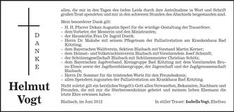 Traueranzeige Helmut Vogt