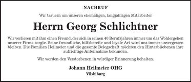 Traueranzeige Georg Schlichtner