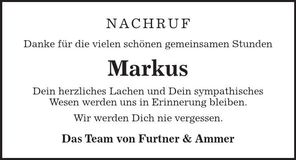 Traueranzeige Herauf Markus
