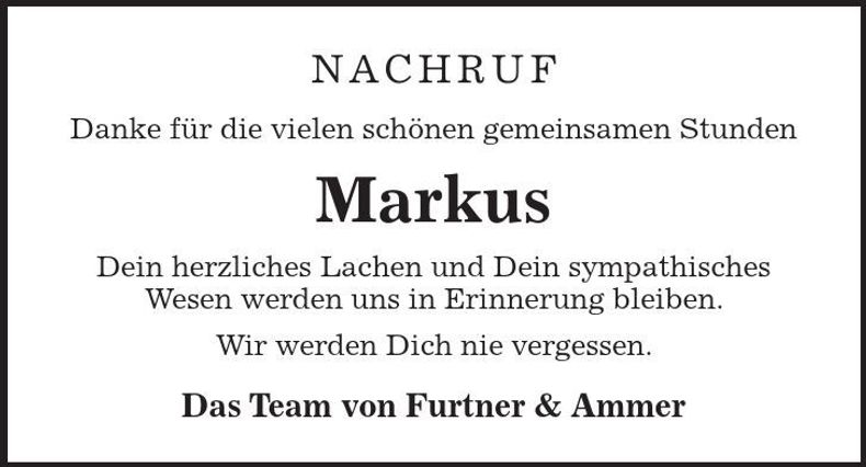 Traueranzeige Herauf Markus