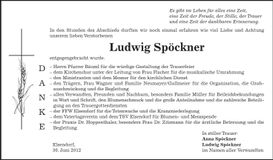 Traueranzeige Ludwig Spöckner