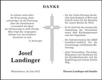 Traueranzeige Josef Landinger