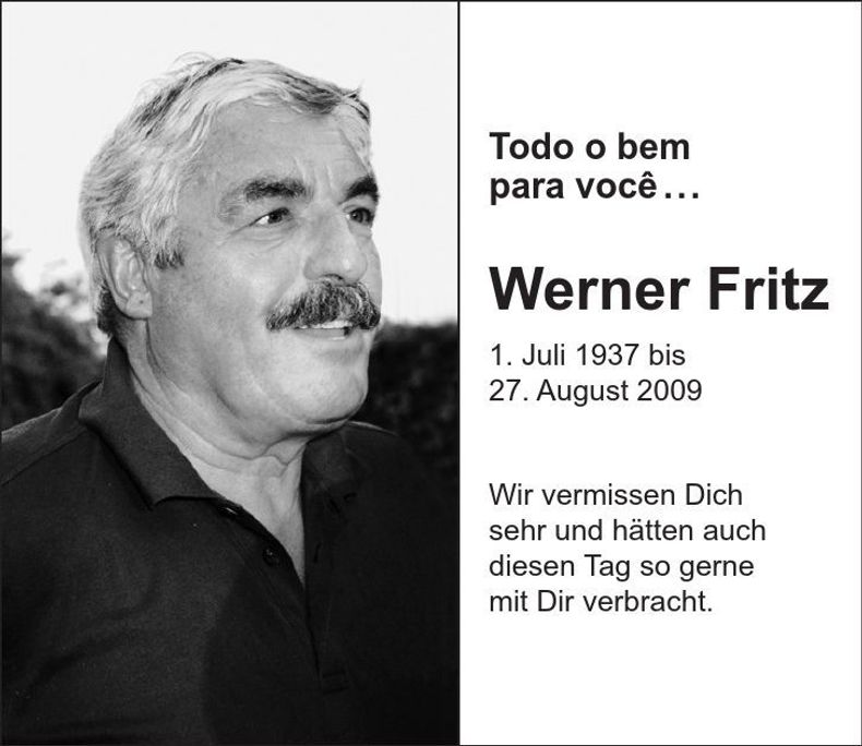 Traueranzeige Werner Fritz