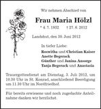 Traueranzeige Anna Hölzl