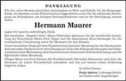 Traueranzeige Hermann Mauerer