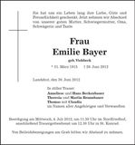 Traueranzeige Emilie Bayer