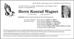 Traueranzeige Konrad Wagner