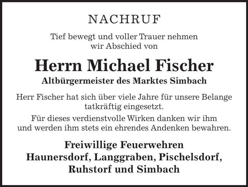Traueranzeige Michael Fischer