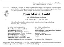 Traueranzeige Maria Loibl