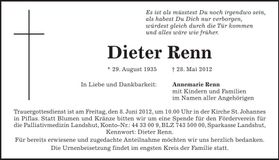 Traueranzeige Dieter Renn