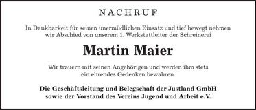 Traueranzeige Martin Maier