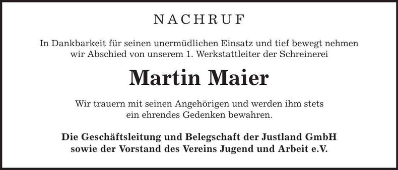 Traueranzeige Martin Maier