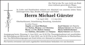 Traueranzeige Michael Gürster
