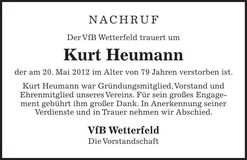 Traueranzeige Kurt Heumann