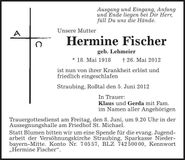 Traueranzeige Hermine Fischer