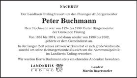 Traueranzeige Peter Buchmann