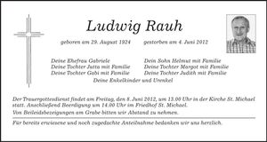 Traueranzeige Ludwig Rauh