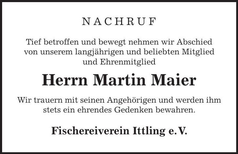 Traueranzeige Martin Maier