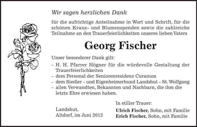Traueranzeige Georg Fischer