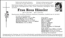 Traueranzeige Rosa Häusler